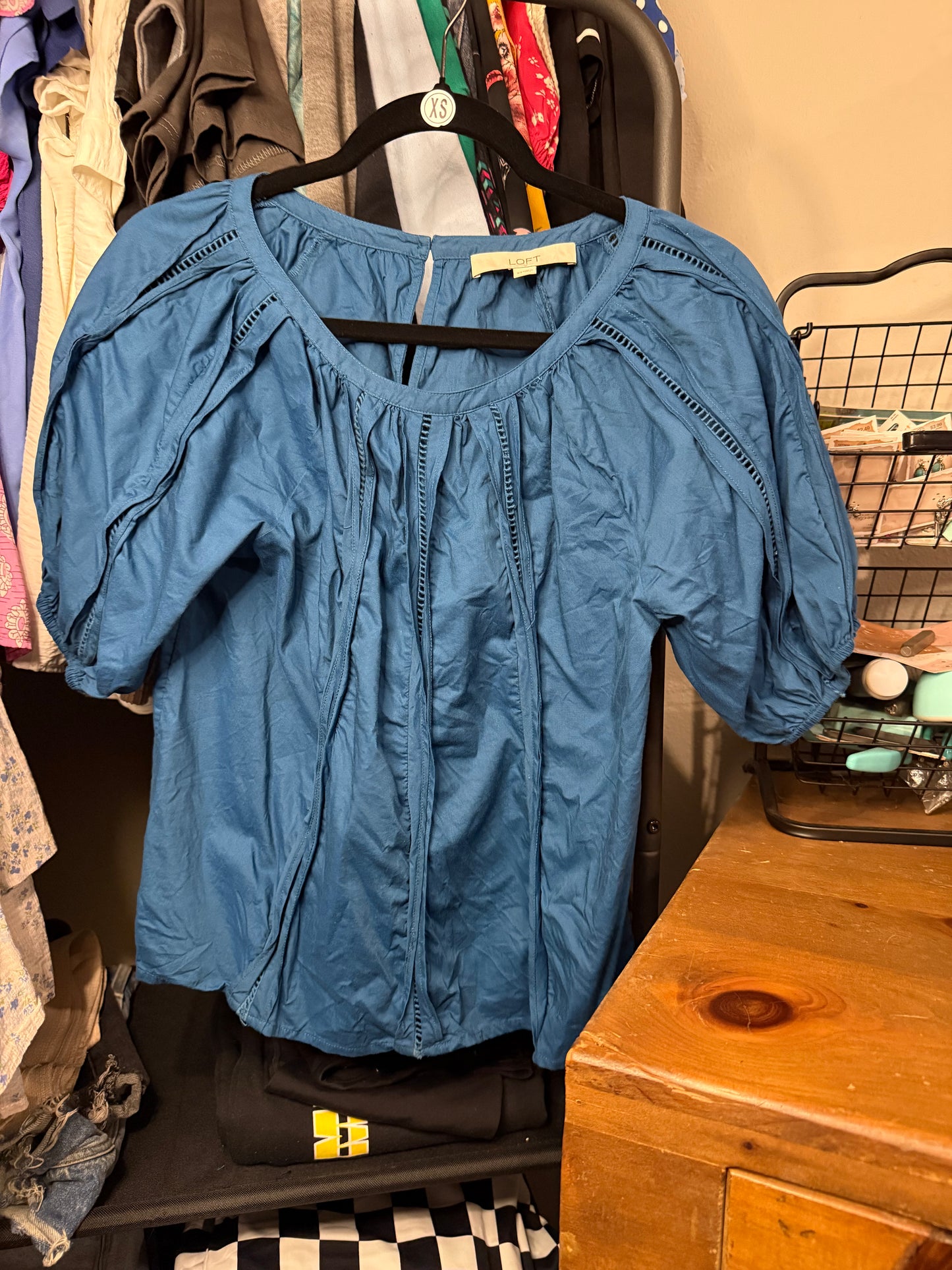 Blue Puff Sleeve Top