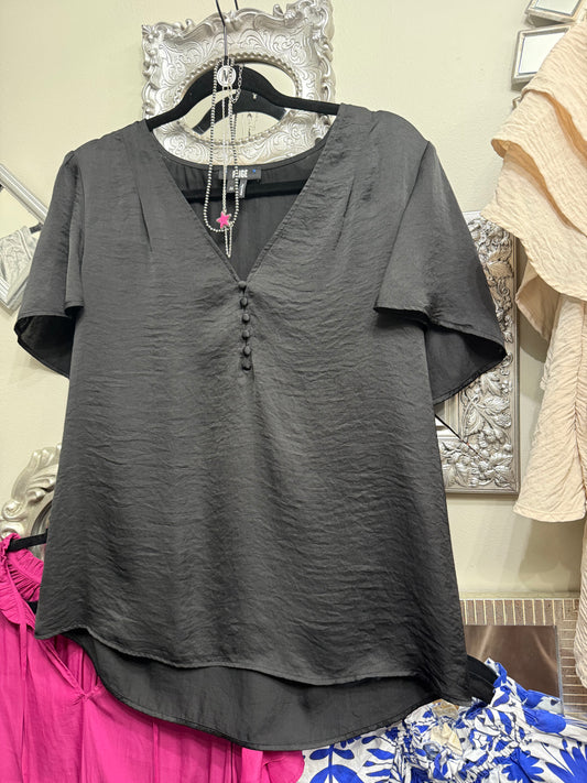 Black Basic Satin Tee