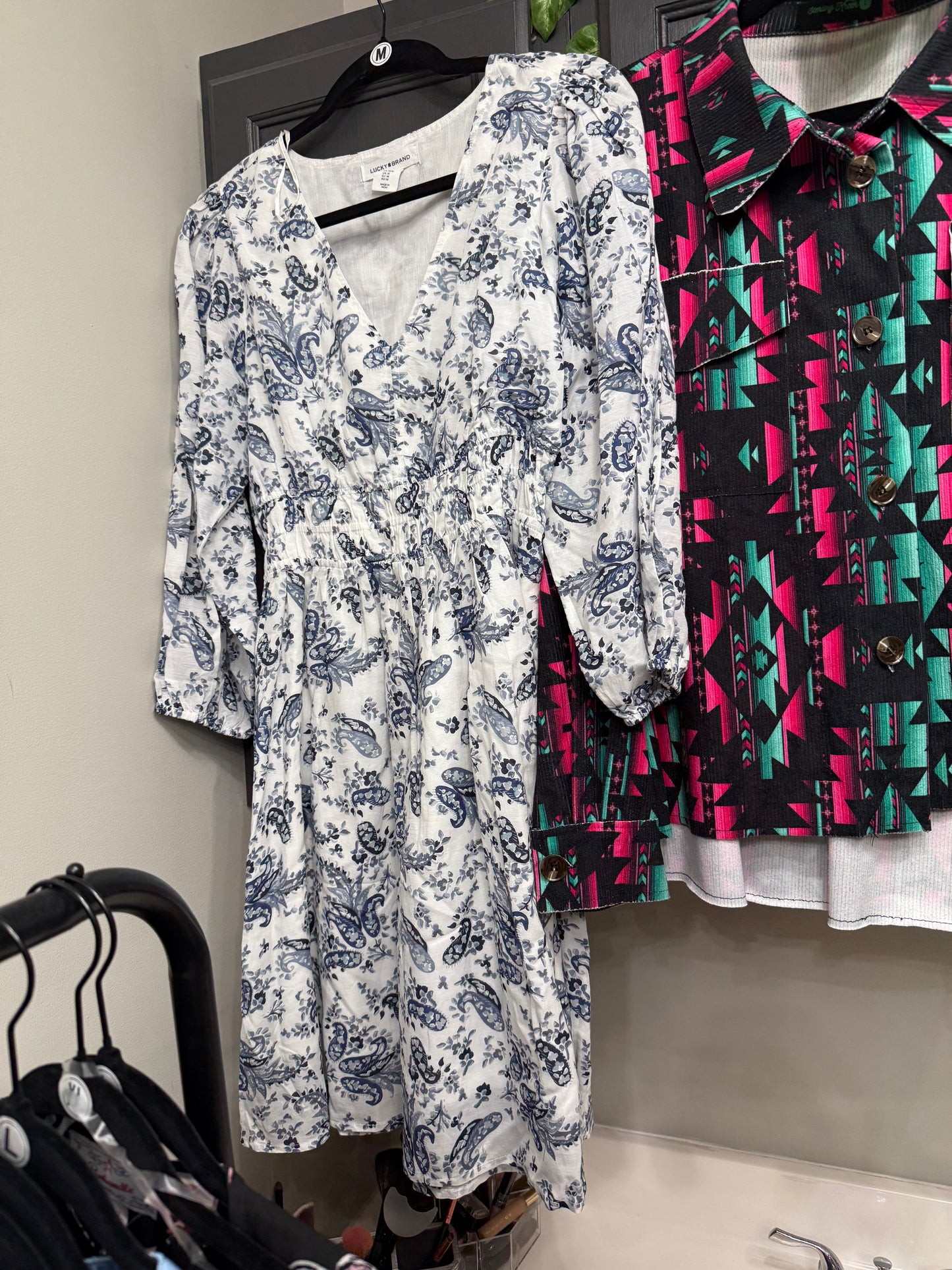 Blue and White Paisley Dress