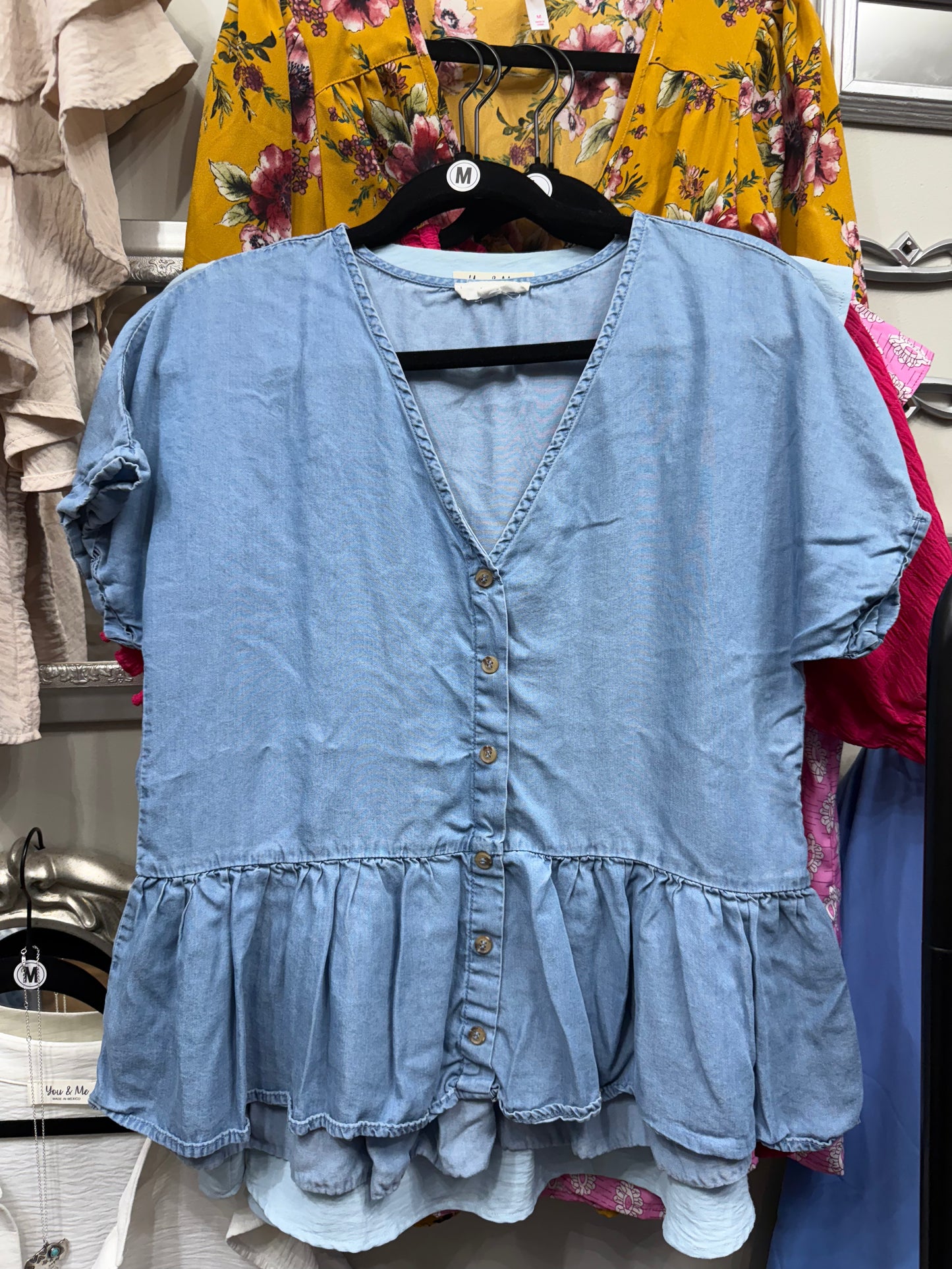 Light Blue Button Down Top