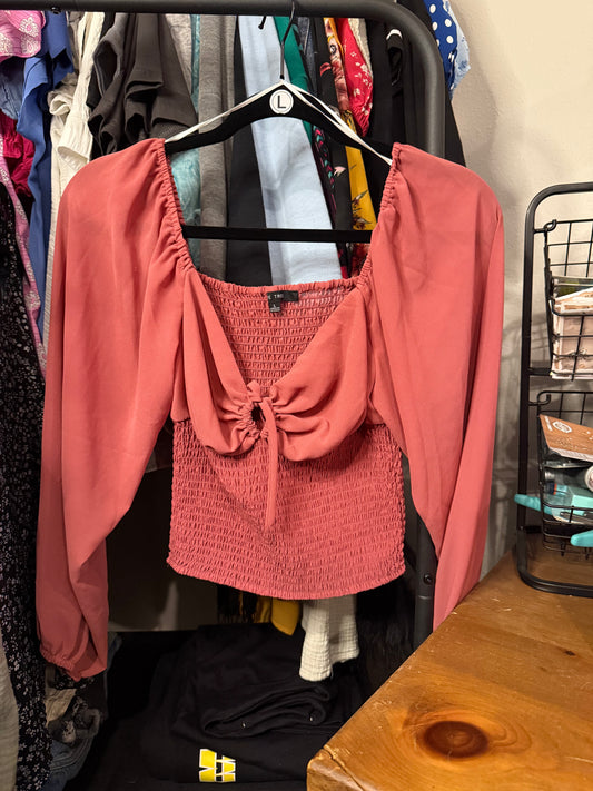 Salmon Pink Scrunch Top