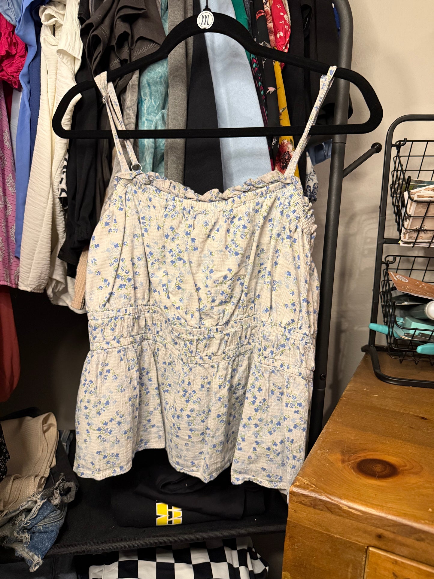 Blue and White Floral Tank