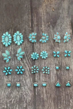 Turquoise Boho Stud Earrings